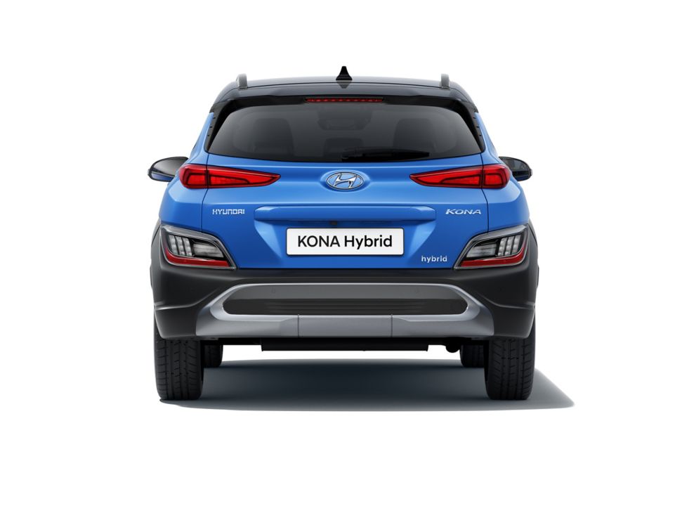 Vue du nouveau bouclier arrière et du sabot de protection du nouveau Hyundai KONA Hybrid.