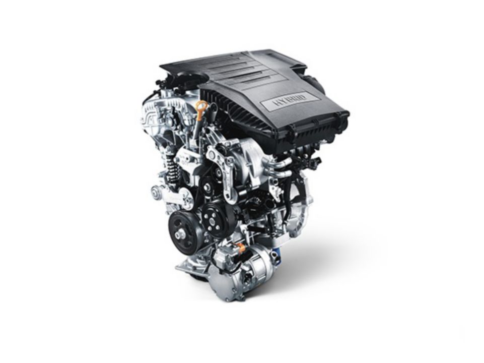 Image du moteur essence du nouveau SUV urbain Hyundai KONA Hybrid.